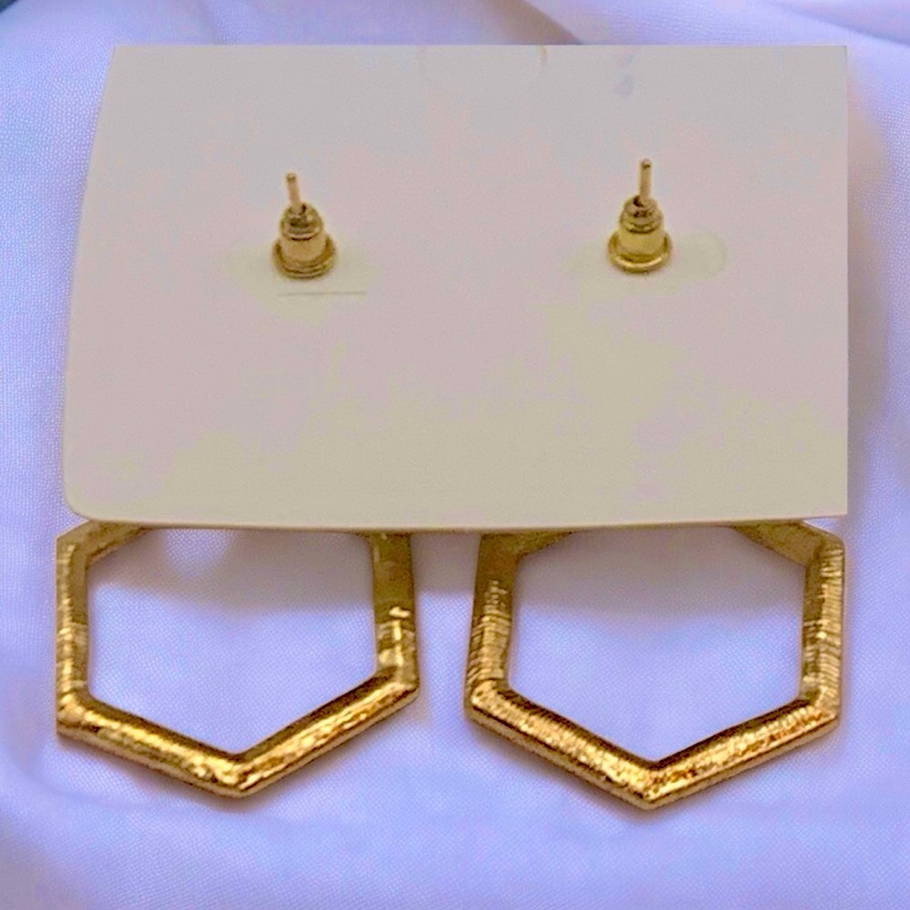 Mint Gold Plated & Red Crystal Octagon Costume Jewelry Earrings - Picture 4 of 4